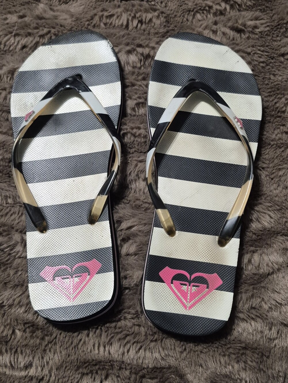 Striped Black & White Flip Flops